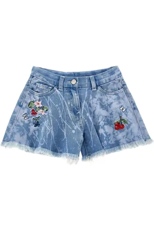 MONNALISA Pantalones vaqueros cortos con apliques de strass