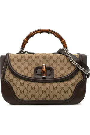 Gucci Bolso satchel GG Canvas Bamboo grande 2000-2015