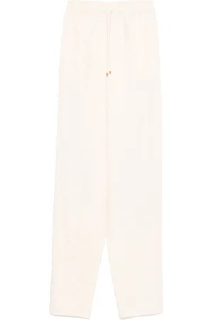 Elisabetta Franchi Pantalones de satén con motivo de rombos en jacquard