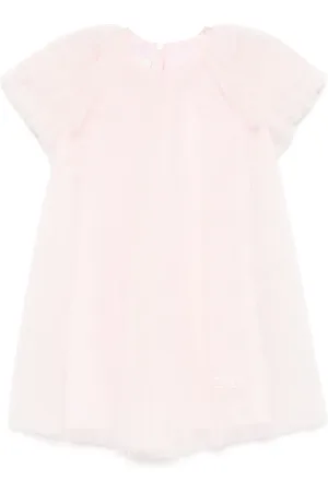 Fendi Vestido de tul con logo bordado