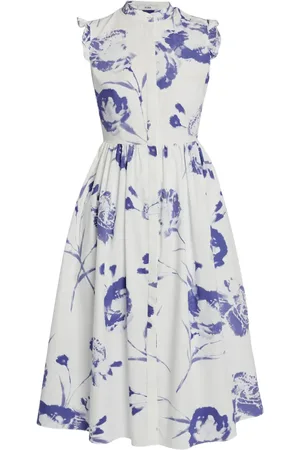 Erdem Vestido con estampado floral y mangas con volantes