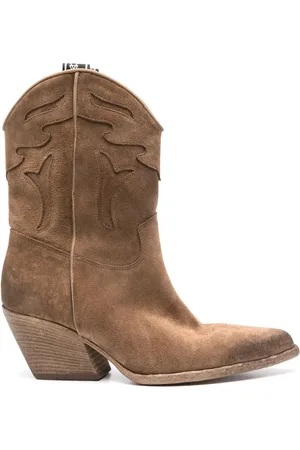 Elena Iachi Botas Texan de ante con tacón de 60 mm