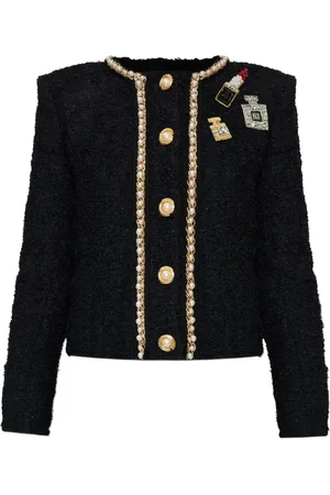 Balmain Chaqueta de tweed con detalle de parche