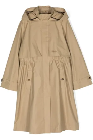 Fendi Gabardina con capucha y logo bordado