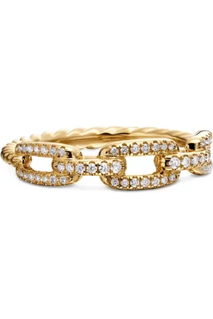 David Yurman Anillo Stax Chain Link de 4.5 mm en oro amarillo de 18 ct con diamantes