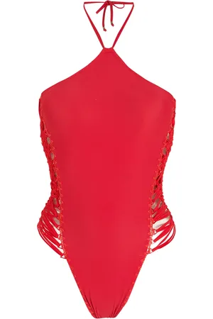AMIR SLAMA Bañador con detalles de macramé