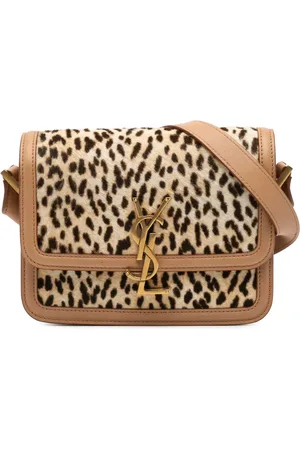 Saint Laurent Bandolera Solferino pequeña de peil de becerro con estampado de leopardo 2021