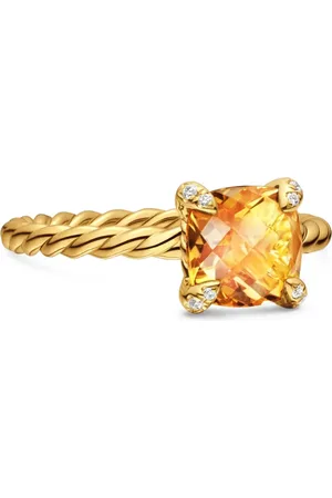David Yurman Anillo Chatelaine de 7 mm en oro amarillo de 18 ct con citrino y diamantes