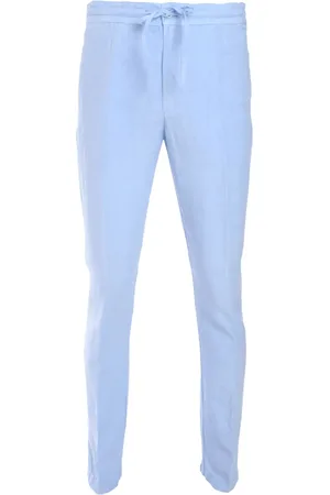 120% Lino Pantalones con cordones en la cintura