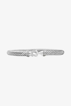 David Yurman Pulsera Buckle Classic Cable de 5 mm en plata de ley con diamantes