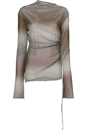 Jade Cropper Top drapeado con manga larga