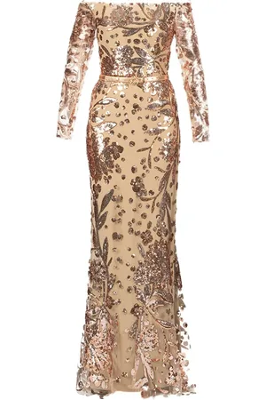 Elie saab Vestido largo de tul bordado