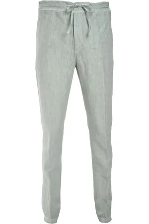 120% Lino Pantalones con cordones en la cintura