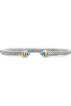 David Yurman Pulsera Classic de 4 mm en oro amarillo de 18 ct y plata de ley con topacio azul