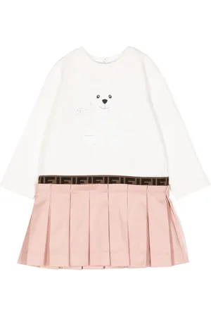 Fendi Vestido plisado con logo FF
