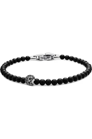 David Yurman Pulsera Memento Mori Skull de 4 mm en plata de ley