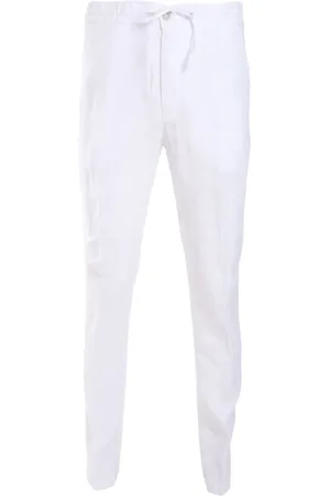 120% Lino Pantalones con cordones en la cintura
