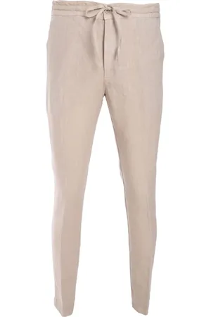 120% Lino Pantalones con cordones en la cintura