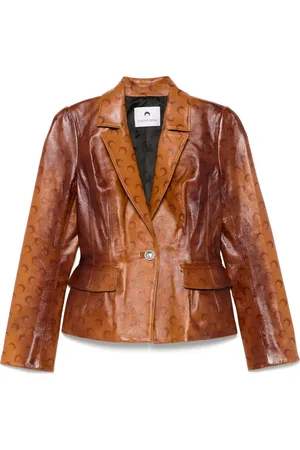 Marine Serre Chaqueta Moon de piel con efecto cepillado