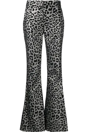 GENNY Pantalones acampanados con estampado de leopardo
