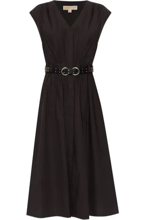 Michael Kors Vestido midi de popelina con cinturón
