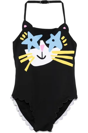 Stella McCartney Bañador con gato estampado y volante