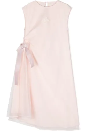 Fendi Vestido fruncido con detalle de lazos