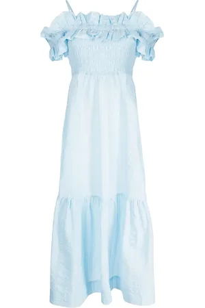 Ganni Vestido midi con detalle de volantes