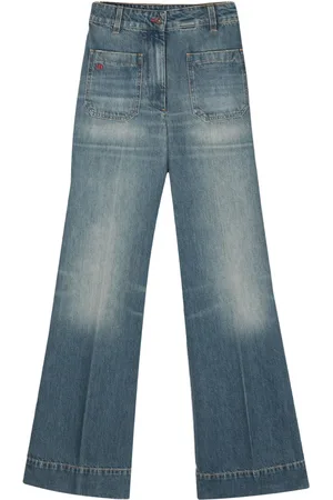 Victoria Beckham Vaqueros anchos con logo bordado