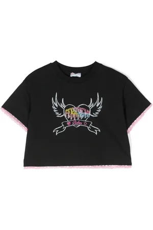 Chiara Ferragni Camiseta corta con logo de strass