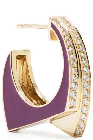 Rainbow K Pendiente de aro Handcuff con diamantes