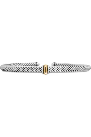 David Yurman Pulsera Classic Cable Station de 4 mm en oro amarillo de 18 ct y plata de ley