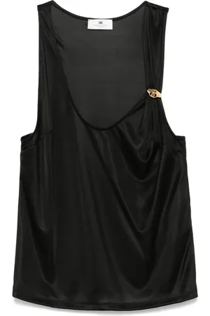 Elisabetta Franchi Top de tirantes con logo enjoyado