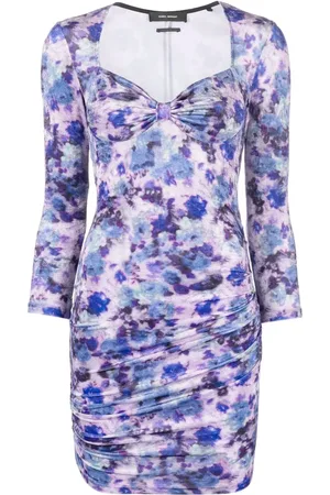 Isabel Marant Vestido corto fruncido con motivo floral