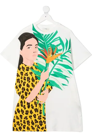 Fendi Vestido estilo camiseta con estampado gráfico