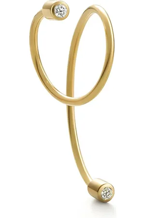 SHIHARA Pendiente Twist Curl en oro amarillo de 18kt con diamantes