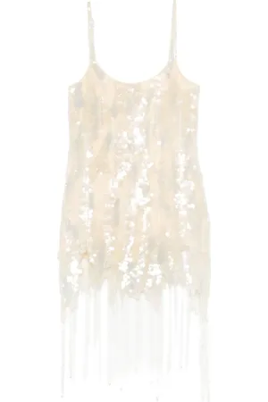 BLUMARINE Vestido corto con lentejuelas y flecos