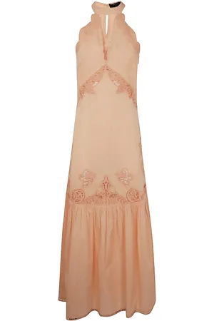 Twin-Set Vestido largo con bordado inglés