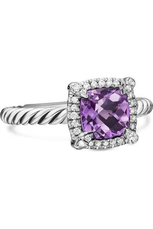 David Yurman Anillo Petite Chatelaine de 7 mm en plata de ley con diamante y amatista