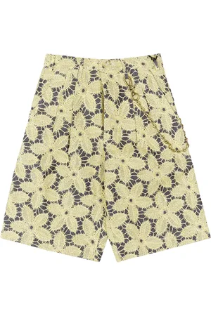 SONG FOR THE MUTE Pantalones cortos "Yellow" con motivo floral