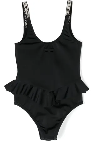 Elisabetta Franchi Bañador con volantes y logo estampado