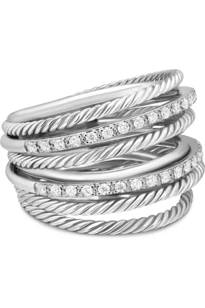 David Yurman Anillo Crossover de 17.8 mm en plata de ley con diamantes
