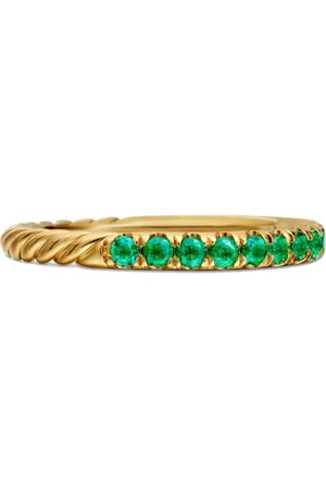 David Yurman Anillo Cable Collectibles de 2 mm en oro amarillo de 18 ct con esmeralda