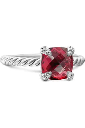 David Yurman Anillo Chatelaine de 8 mm en plata de ley con diamante y granate