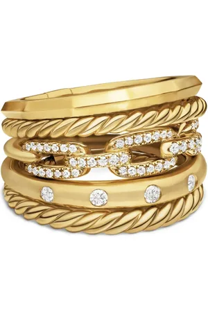 David Yurman Anillo Stax Five Row de 15 mm en oro amarillo de 18 ct con diamantes