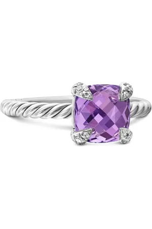David Yurman Anillo Chatelaine de 8 mm en plata de ley con diamante y amatista