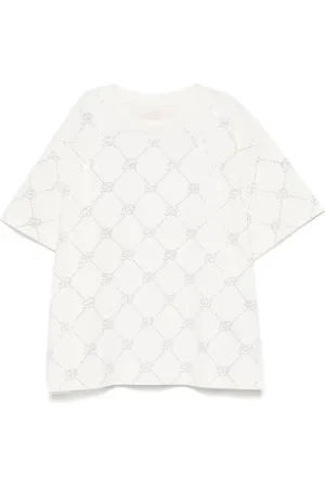 MISS BLUMARINE Camiseta con logo de cristales