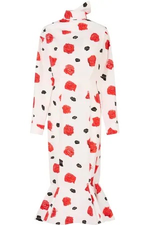 Marni Vestido midi con rosa estampada
