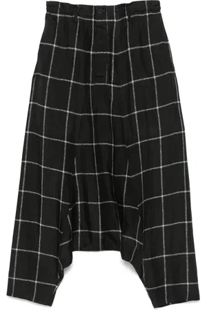 YOHJI YAMAMOTO Pantalones de tiro caído a cuadros