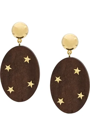 ESHVI Pendientes con colgante de madera con detalles de estrellas